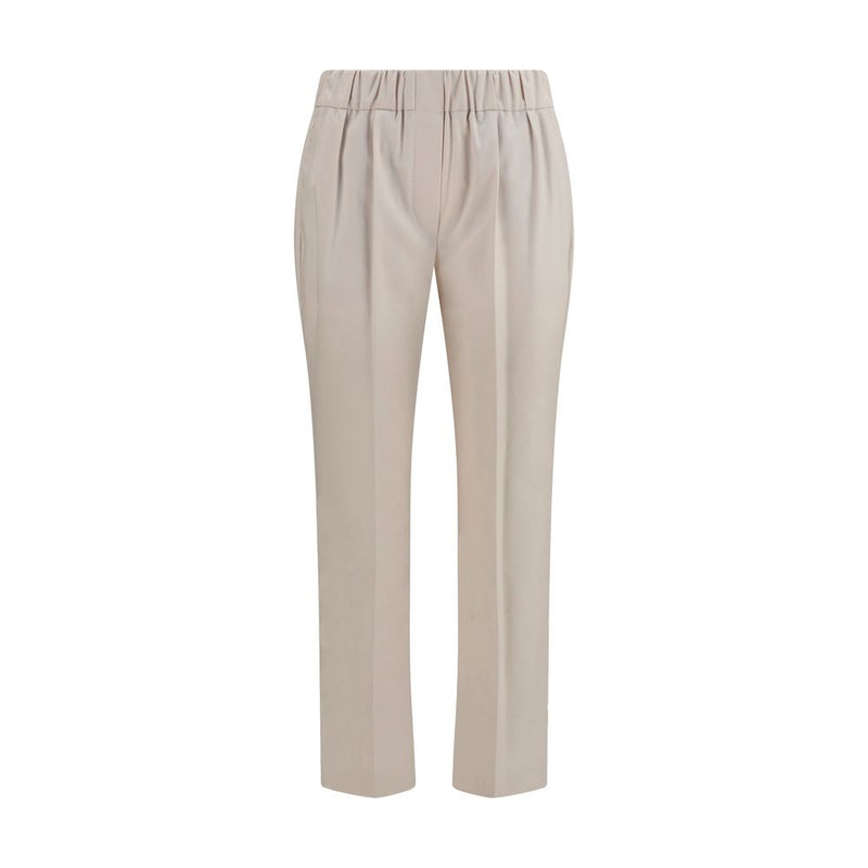 Brunello Cucinelli Beige Cotton Casual Pants for Women