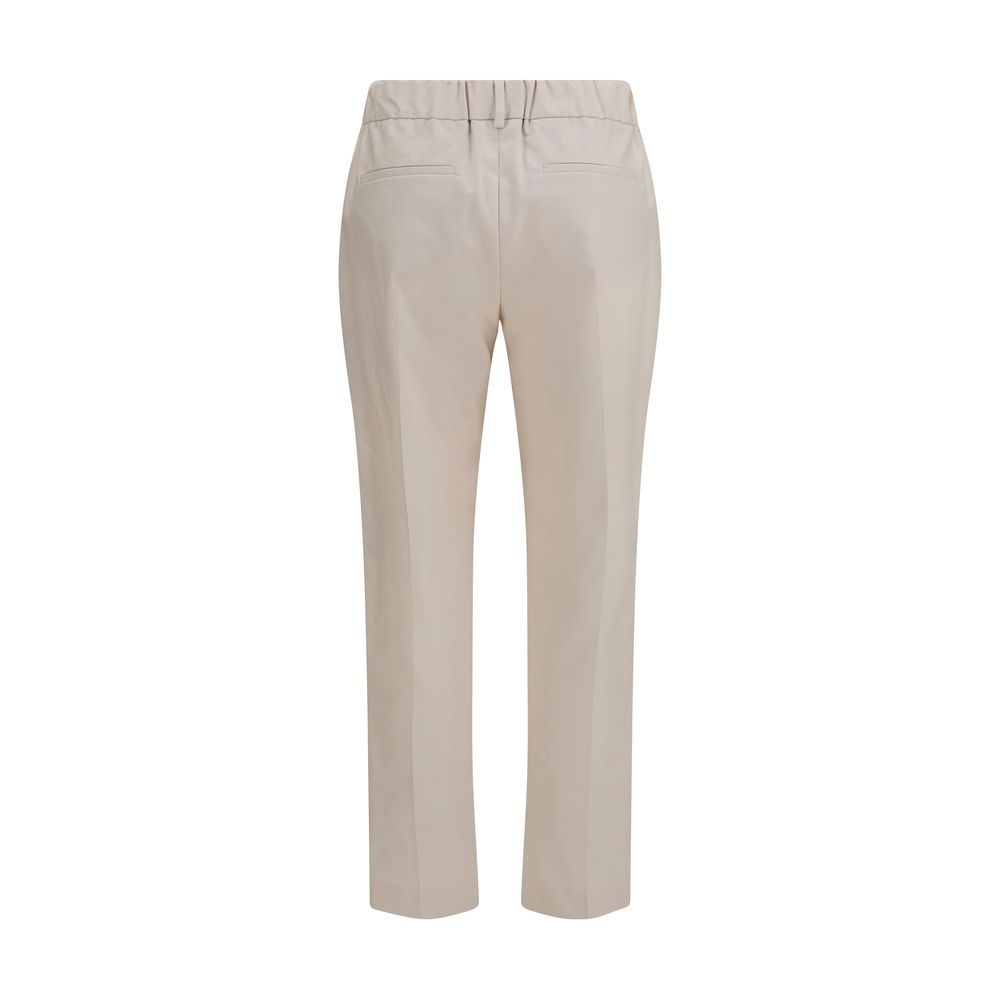 Brunello Cucinelli Beige Cotton Casual Pants for Women