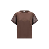 T-shirt en coton marron Brunello Cucinelli