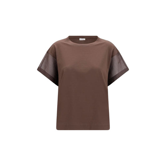 T-shirt en coton marron Brunello Cucinelli