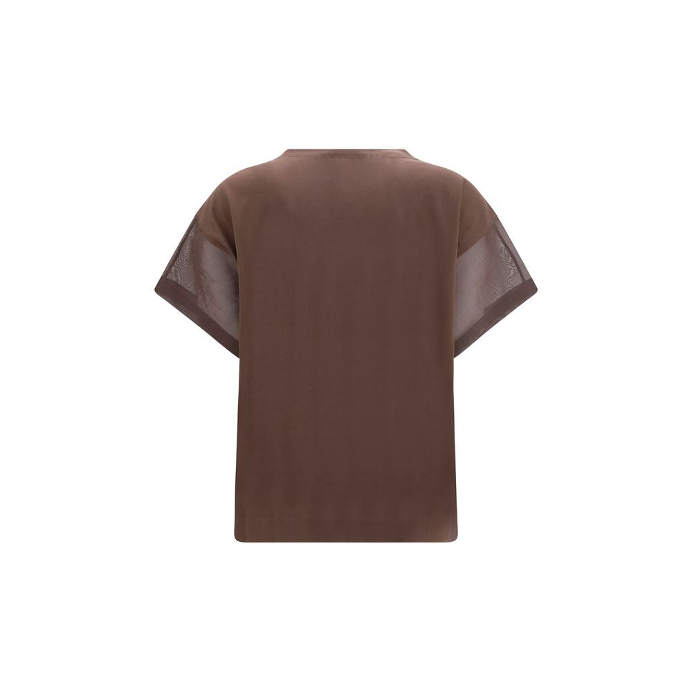 T-shirt en coton marron Brunello Cucinelli
