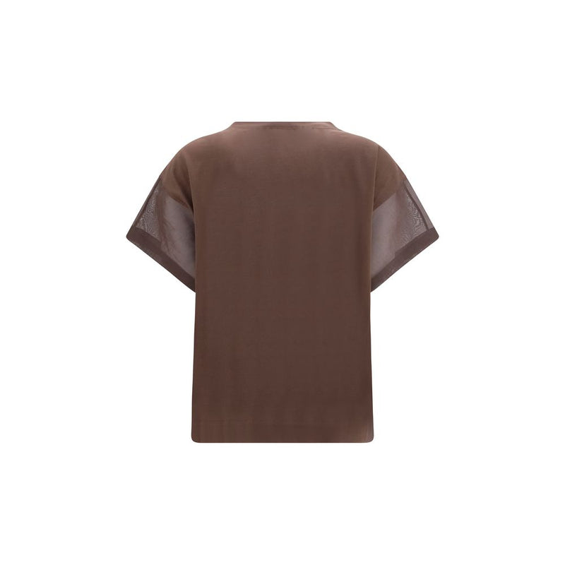 T-shirt en coton marron Brunello Cucinelli