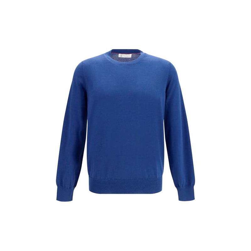 Sweat-shirt en coton bleu Brunello Cucinelli