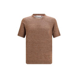 T-shirt Brunello Cucinelli en lin marron