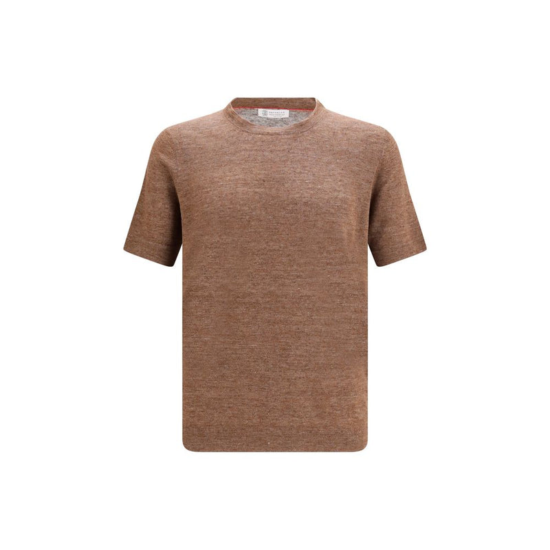 T-shirt Brunello Cucinelli en lin marron
