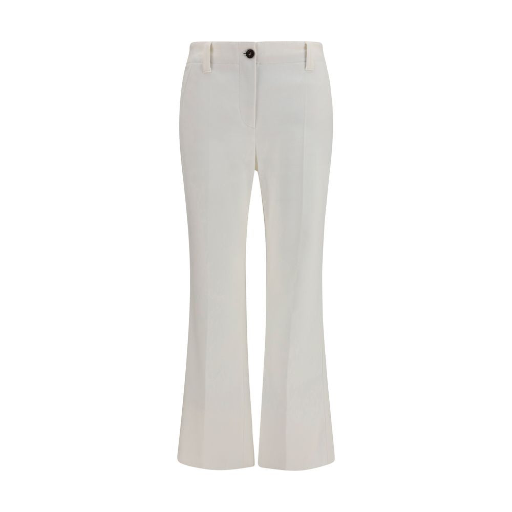 Brunello Cucinelli White Cotton Flared Pants for Women