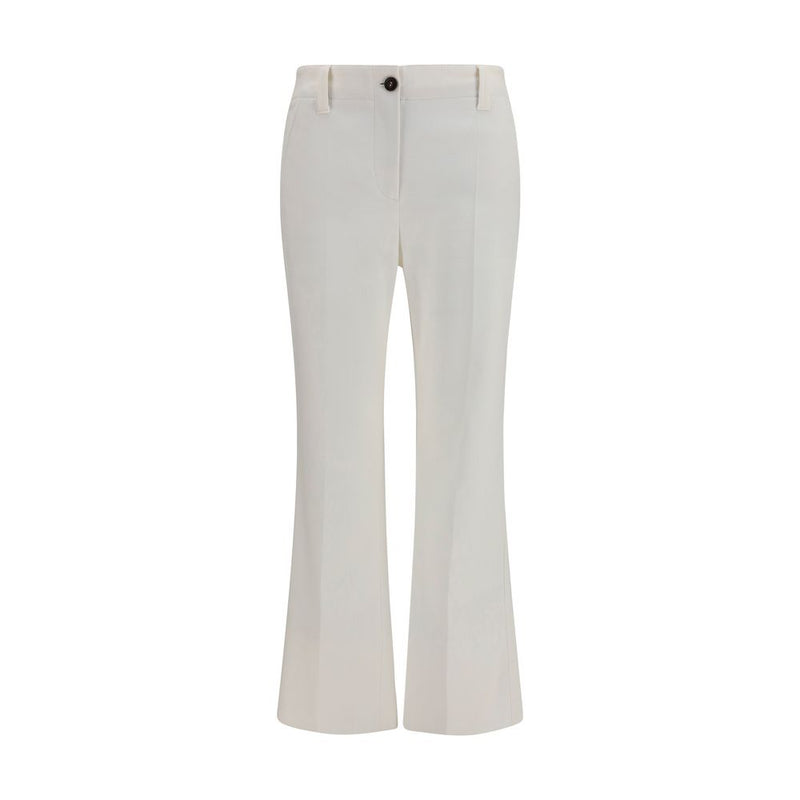 Brunello Cucinelli White Cotton Flared Pants for Women