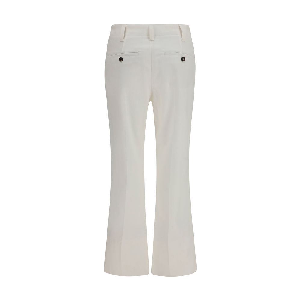Brunello Cucinelli White Cotton Flared Pants for Women
