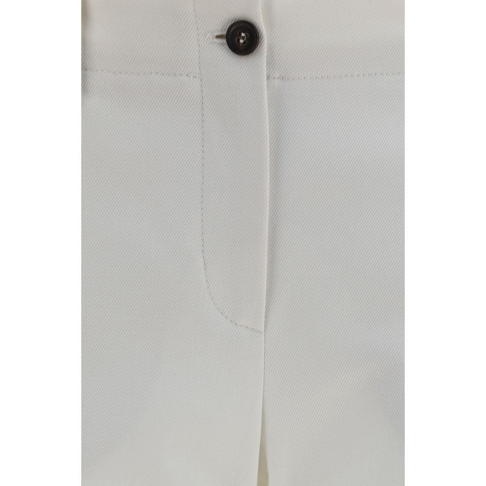 Brunello Cucinelli White Cotton Flared Pants for Women