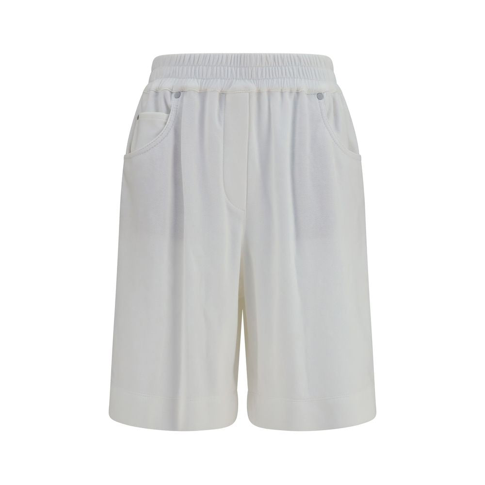 Brunello Cucinelli White Cotton Bermuda Shorts for Women