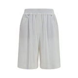 Brunello Cucinelli White Cotton Bermuda Shorts for Women