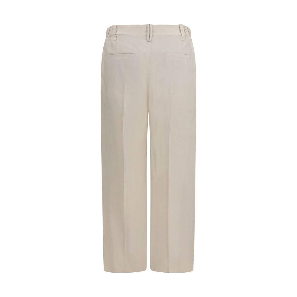 Brunello Cucinelli Beige Viscose Casual Pants for Women