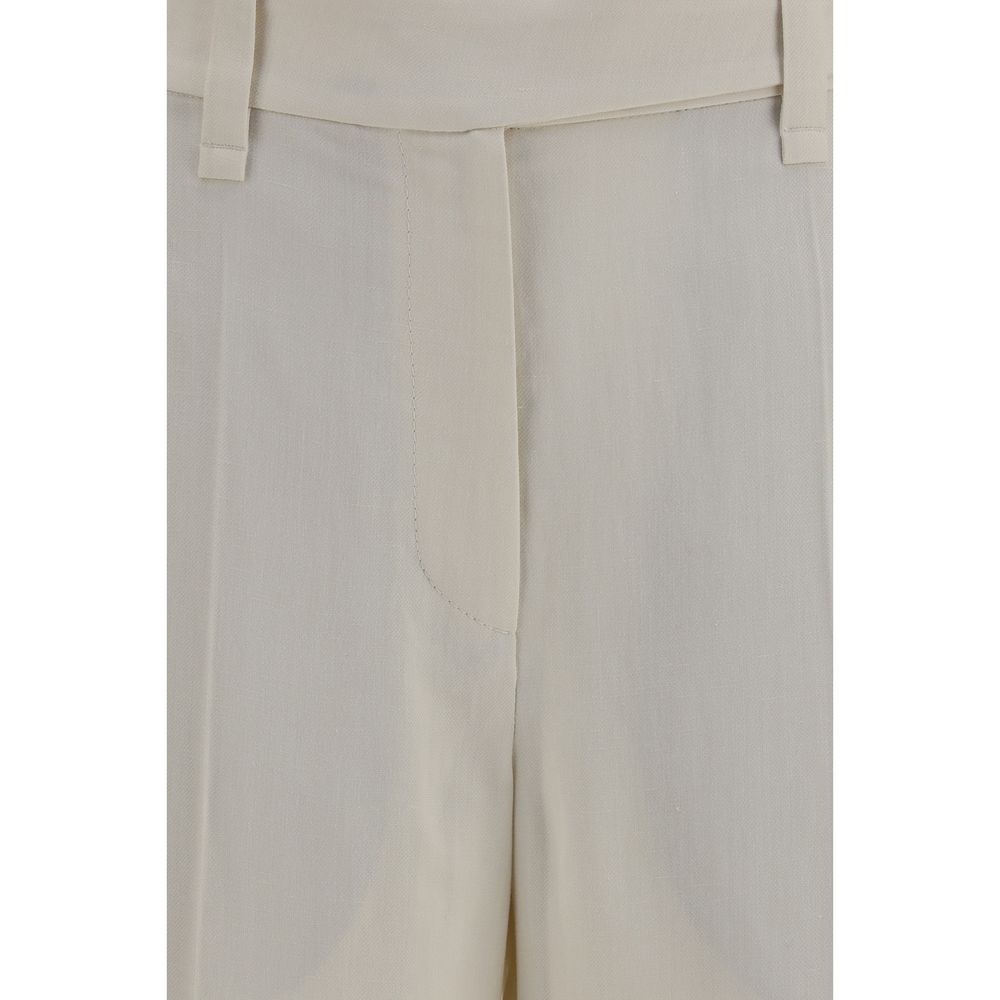 Brunello Cucinelli Beige Viscose Casual Pants for Women