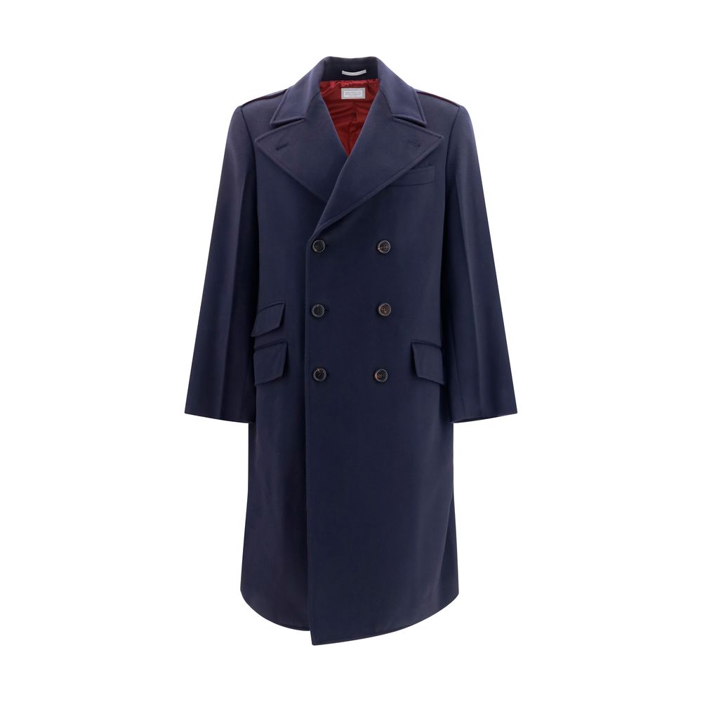Manteau en laine bleu Oves Aries Brunello Cucinelli