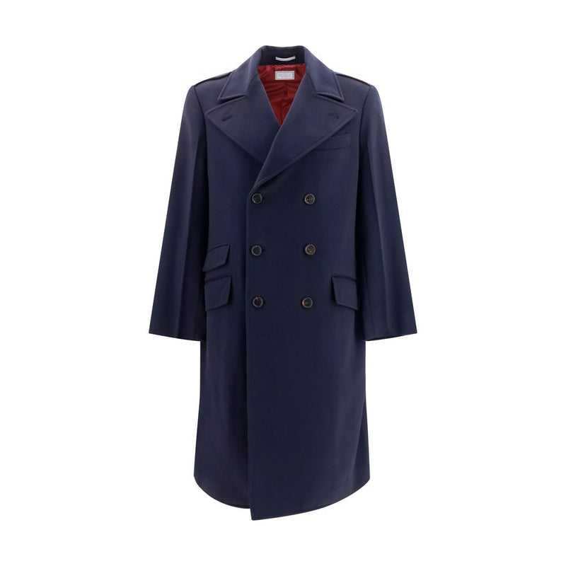 Manteau en laine bleu Oves Aries Brunello Cucinelli