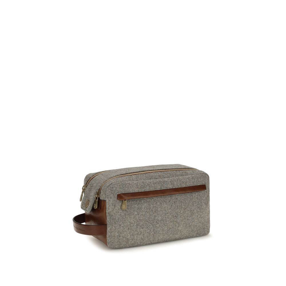 Portefeuille Brunello Cucinelli en Laine Grise Oves Aries