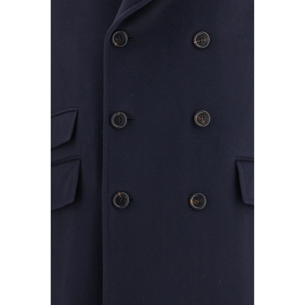 Manteau en laine bleu Oves Aries Brunello Cucinelli