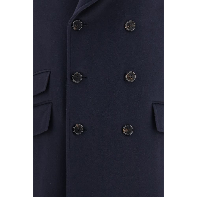 Manteau en laine bleu Oves Aries Brunello Cucinelli
