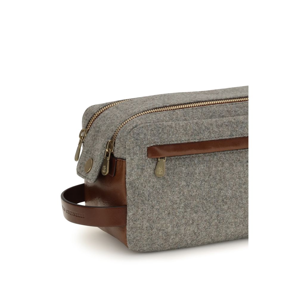 Portefeuille Brunello Cucinelli en Laine Grise Oves Aries