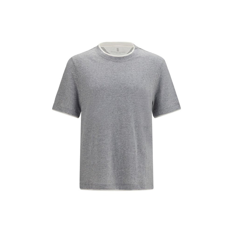 T-shirt en coton gris Brunello Cucinelli