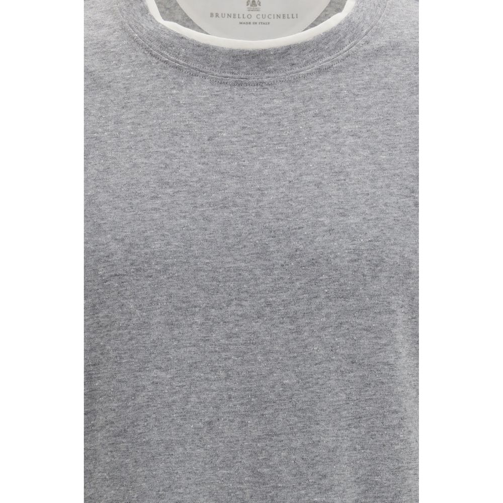 T-shirt en coton gris Brunello Cucinelli