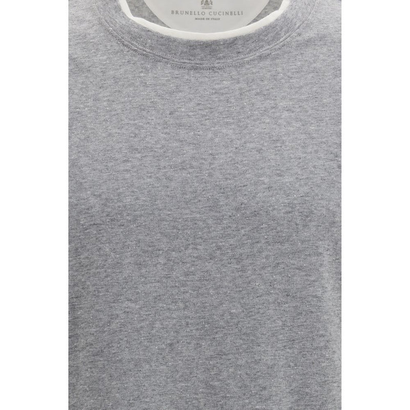 T-shirt en coton gris Brunello Cucinelli