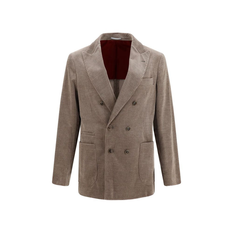 Veste longue Brunello Cucinelli en coton gris