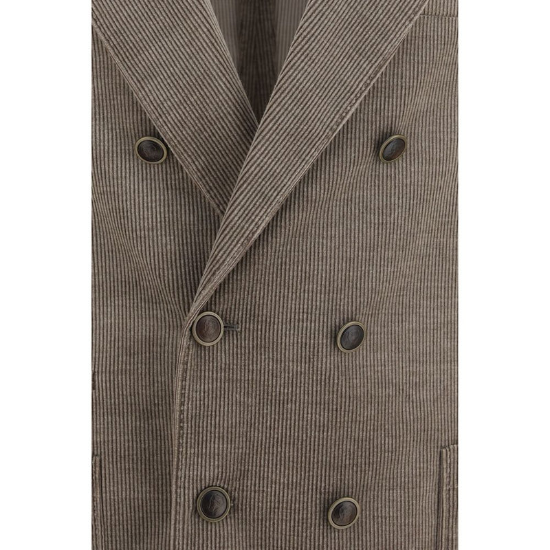 Veste longue Brunello Cucinelli en coton gris
