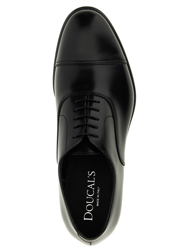 Doucal's Black Calfskin Oxfords And Derbies