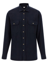 BORRIELLO Blue Cotton Blouse for Men