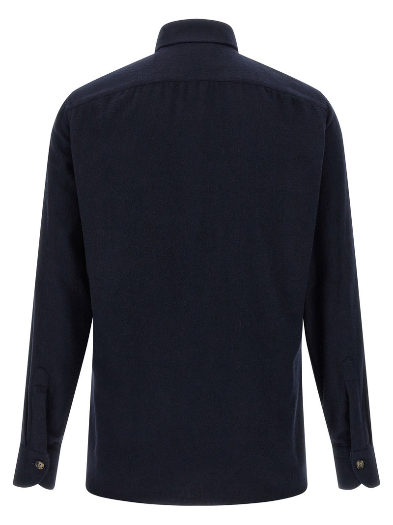 BORRIELLO Blue Cotton Blouse for Men