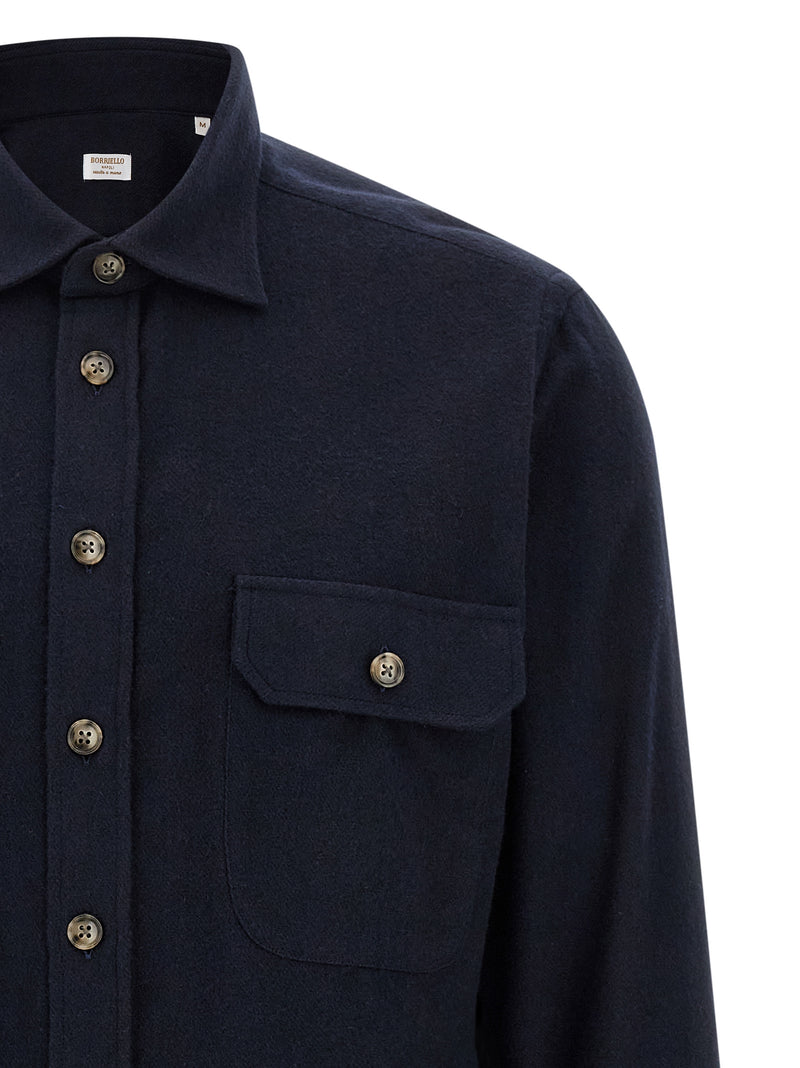 BORRIELLO Blue Cotton Blouse for Men