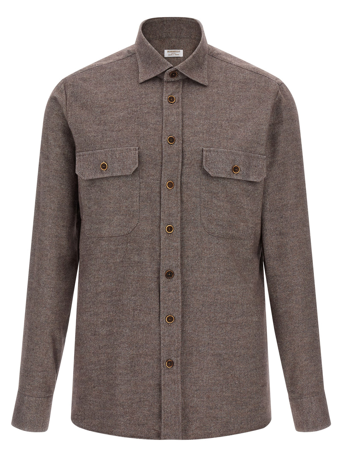BORRIELLO Brown Cotton Blouse - Micro Striped Mélange