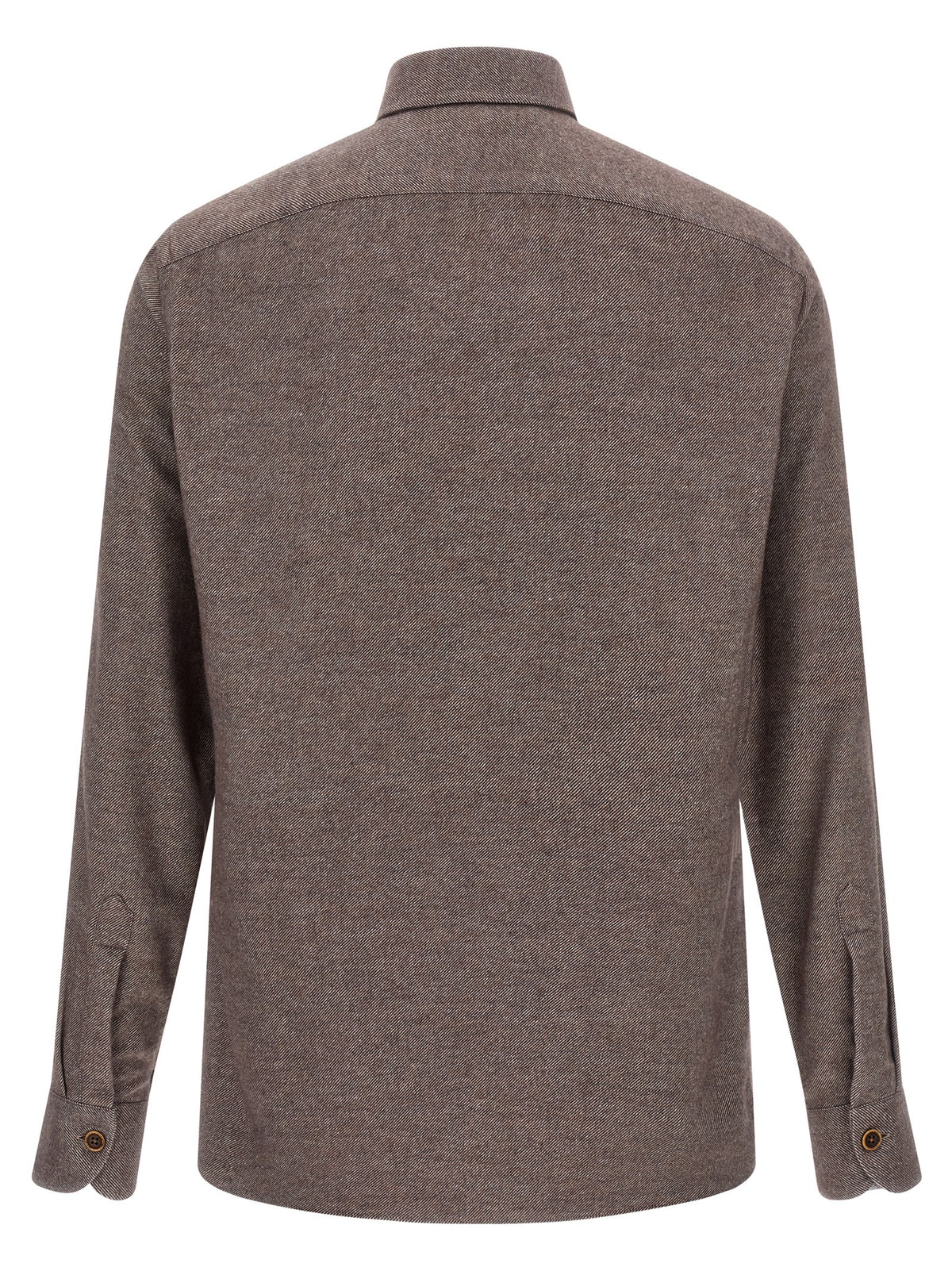 BORRIELLO Brown Cotton Blouse - Micro Striped Mélange