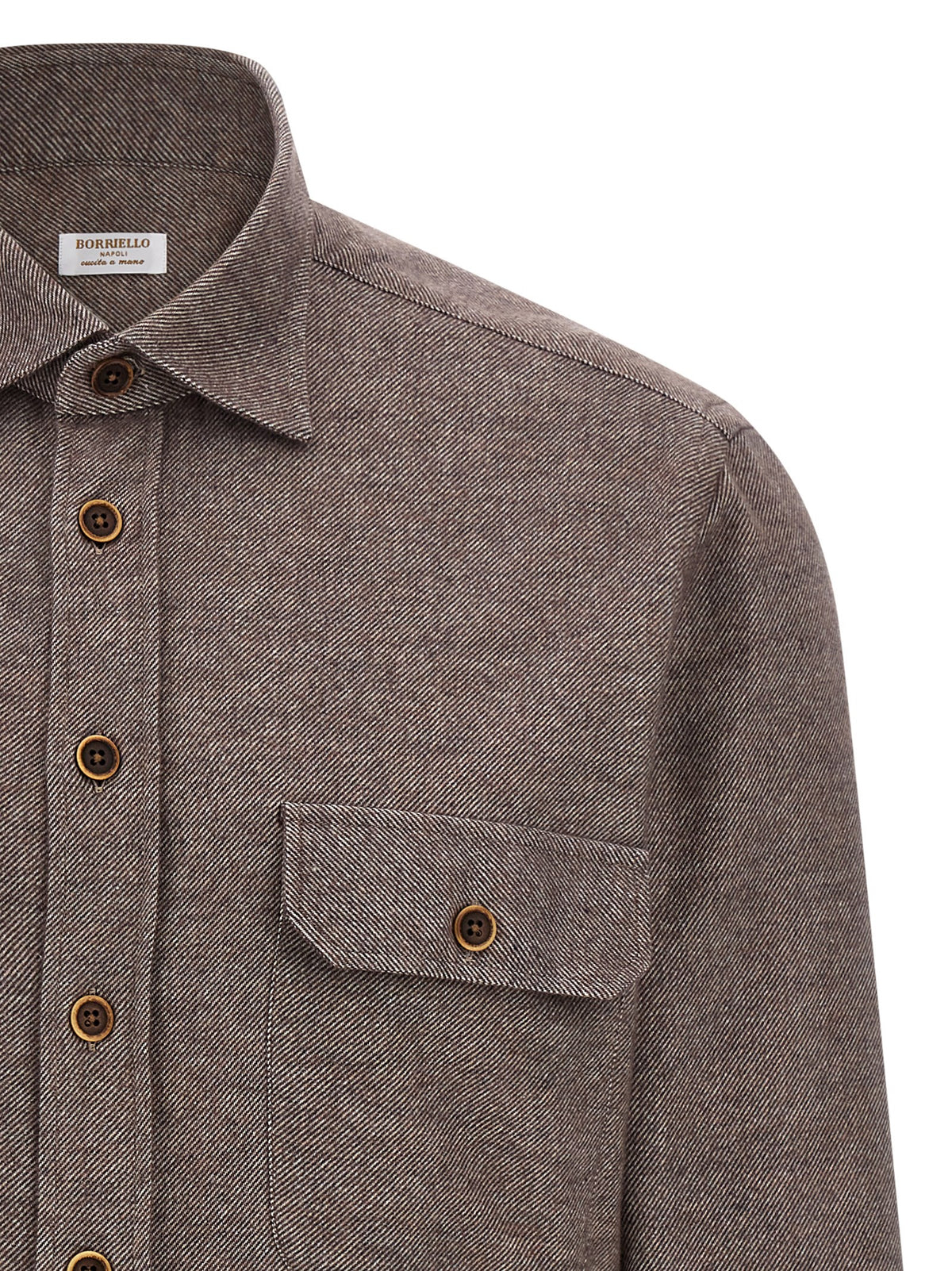 BORRIELLO Brown Cotton Blouse - Micro Striped Mélange