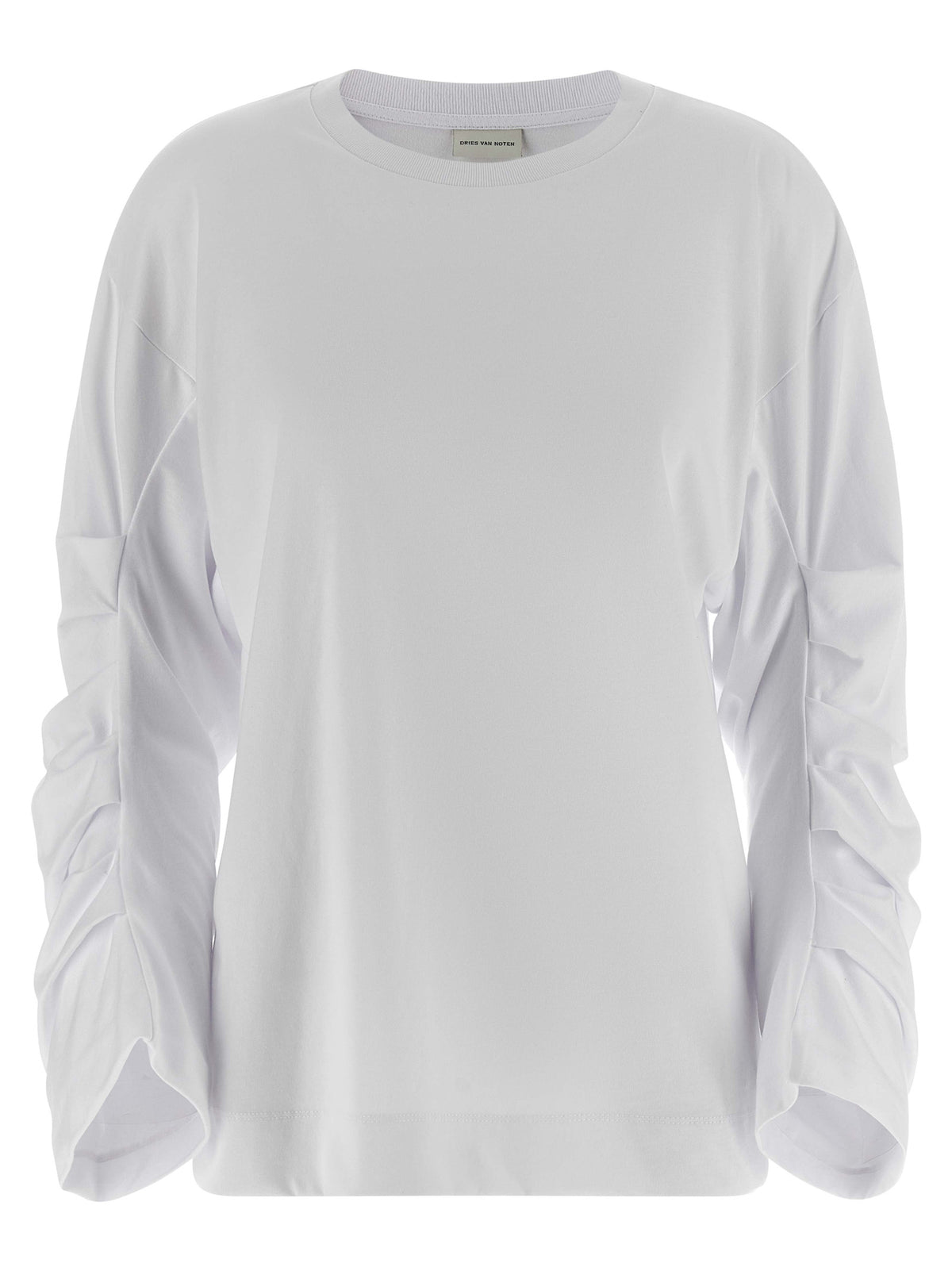 T-shirt à manches longues en coton blanc Dries Van Noten