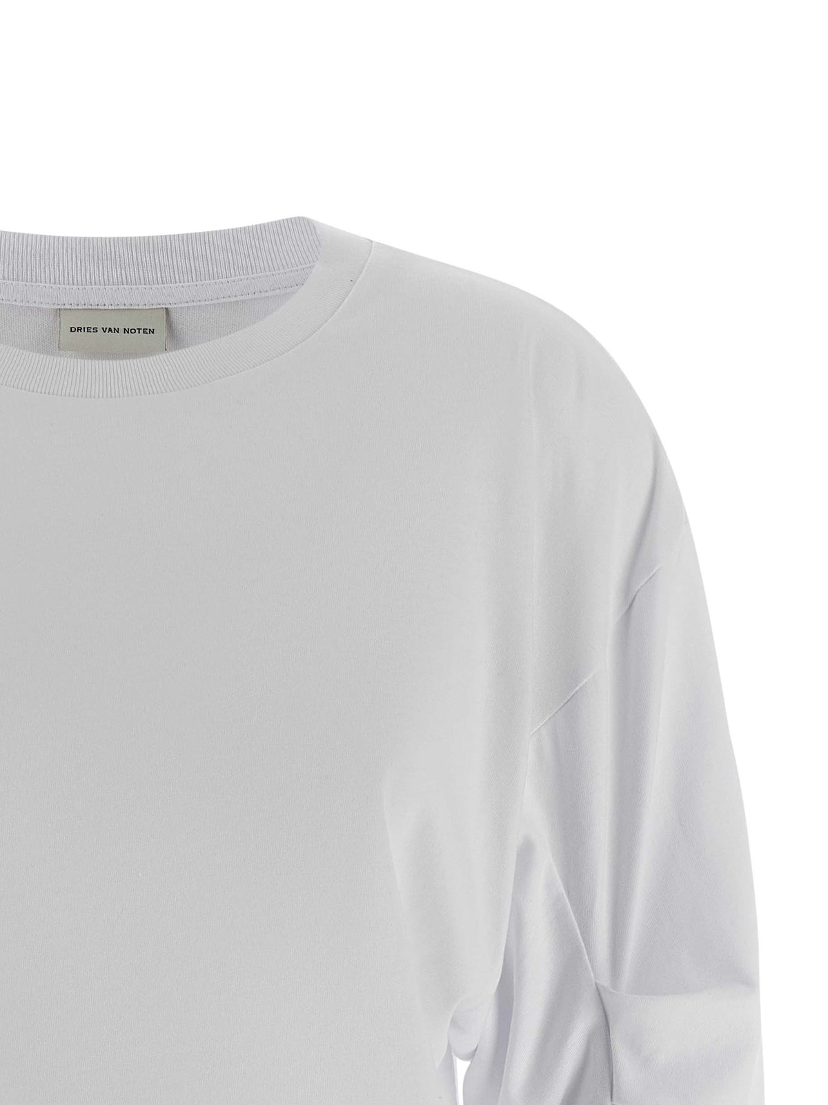 T-shirt à manches longues en coton blanc Dries Van Noten