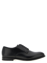 Doucal's Black Calfskin Oxfords - 5 Fori Lace-Up Shoes