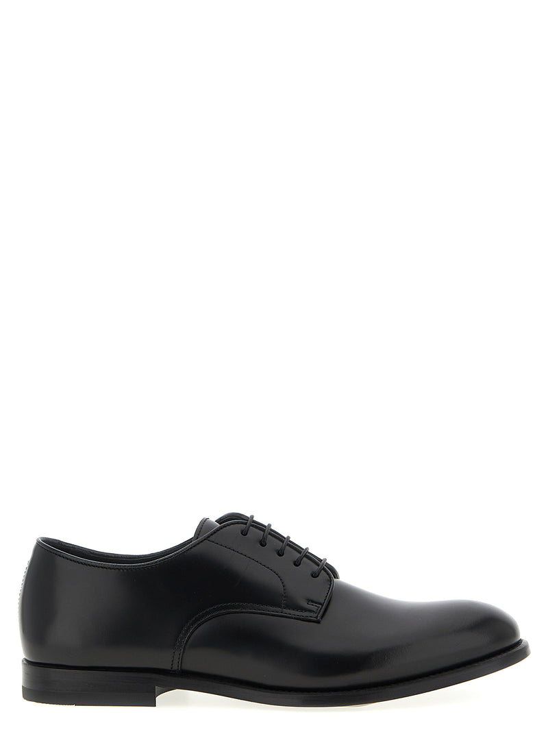 Doucal's Black Calfskin Oxfords - 5 Fori Lace-Up Shoes