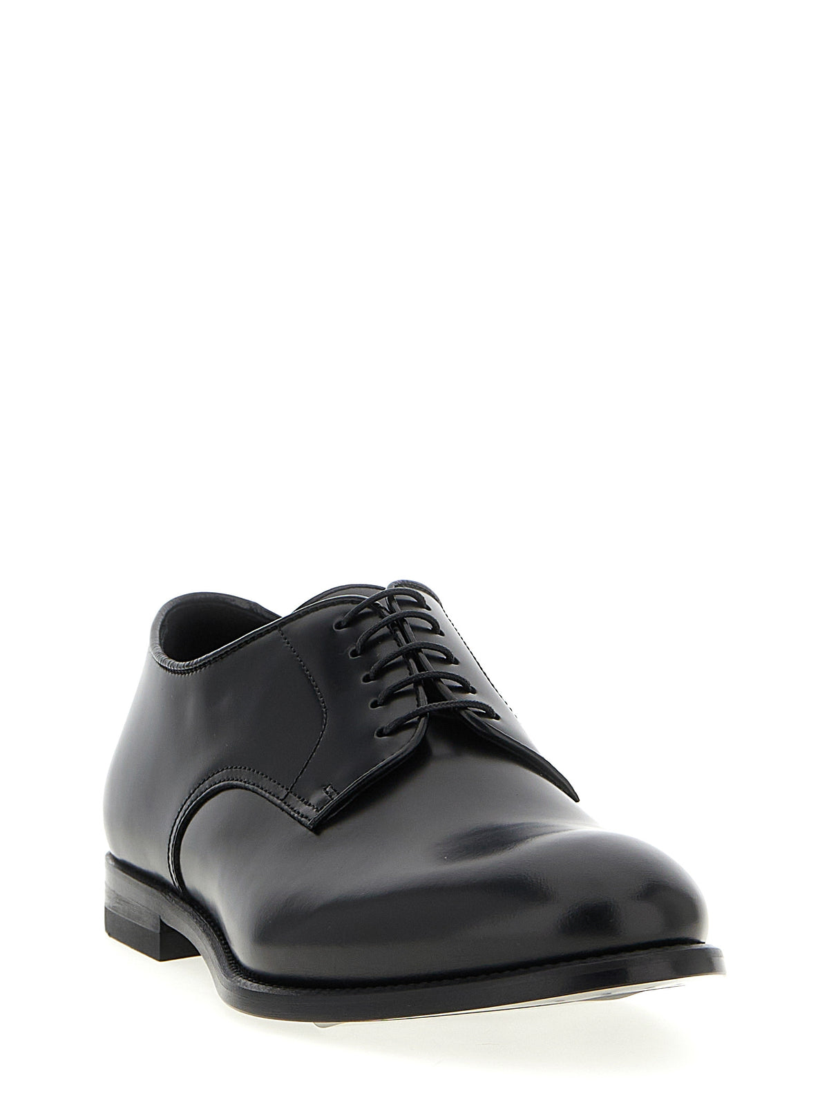 Doucal's Black Calfskin Oxfords - 5 Fori Lace-Up Shoes