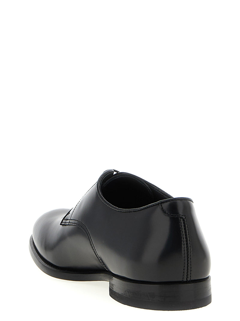 Doucal's Black Calfskin Oxfords - 5 Fori Lace-Up Shoes