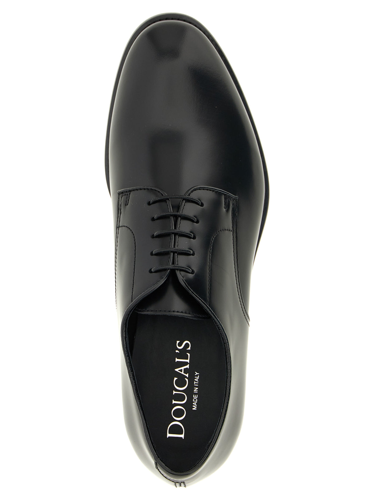 Doucal's Black Calfskin Oxfords - 5 Fori Lace-Up Shoes
