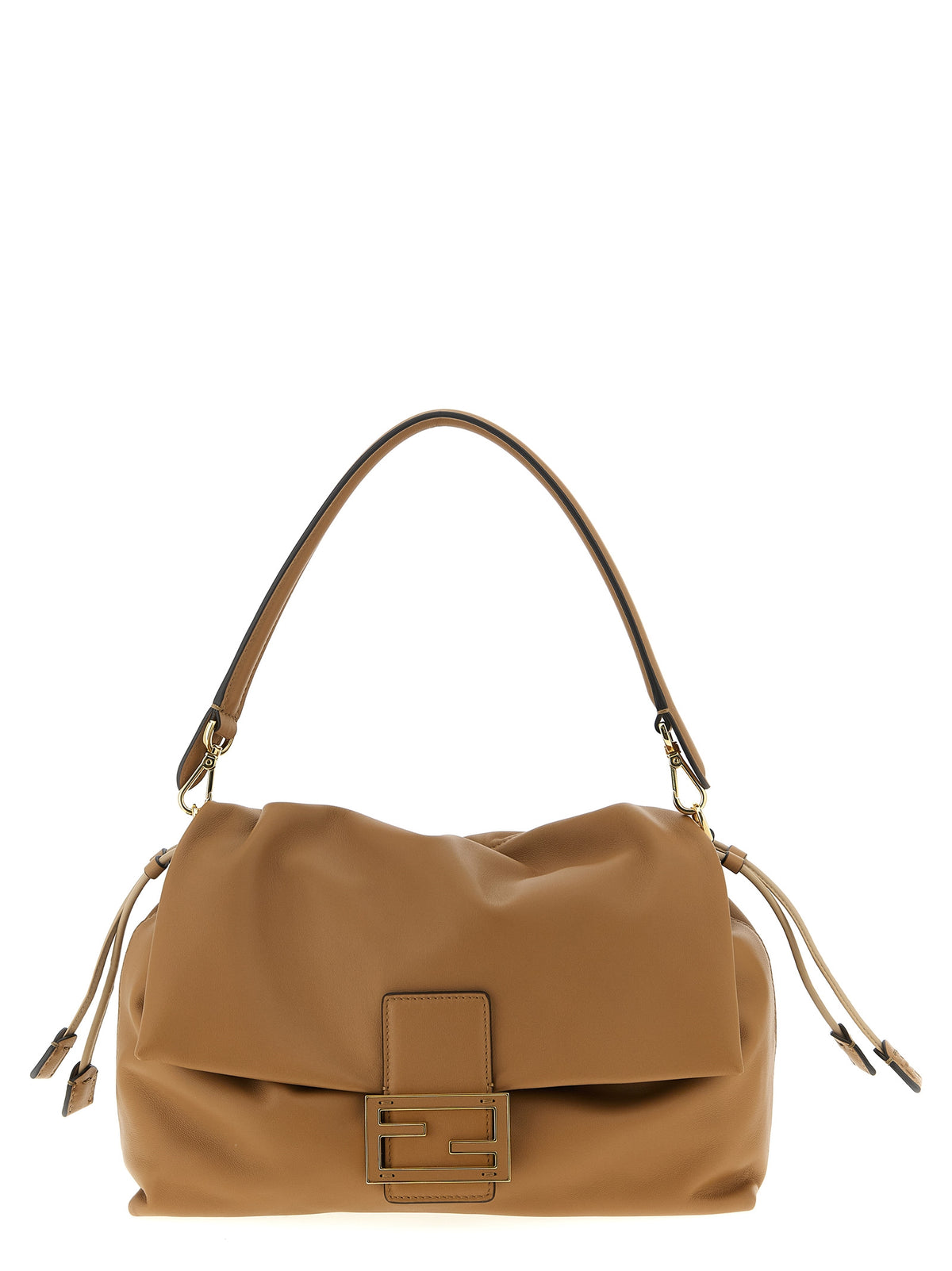 Fendi Mamma Baguette Beige Lamb Leather Shoulder Bag