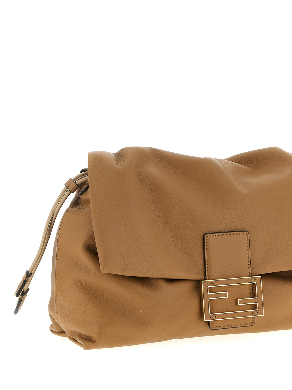 Fendi Mamma Baguette Beige Lamb Leather Shoulder Bag