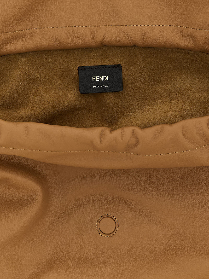 Fendi Mamma Baguette Beige Lamb Leather Shoulder Bag