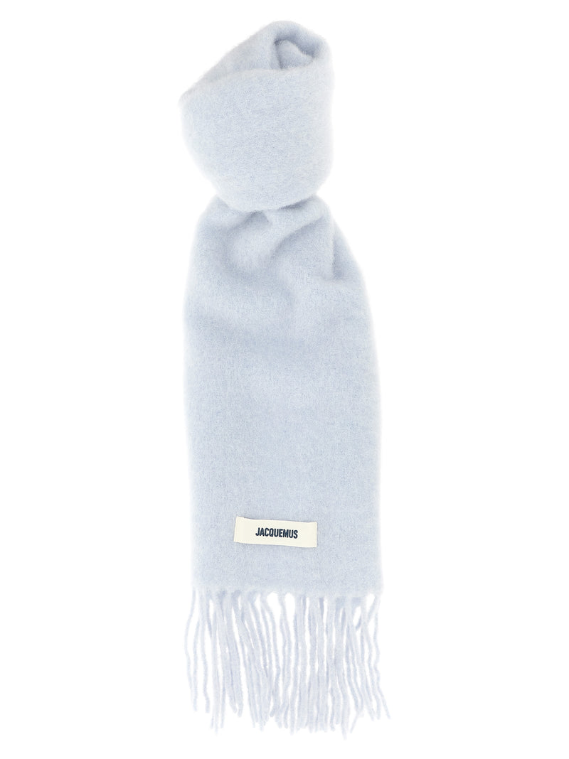 Jacquemus L’Echarpe Carro Blue Alpaca Leather Scarf