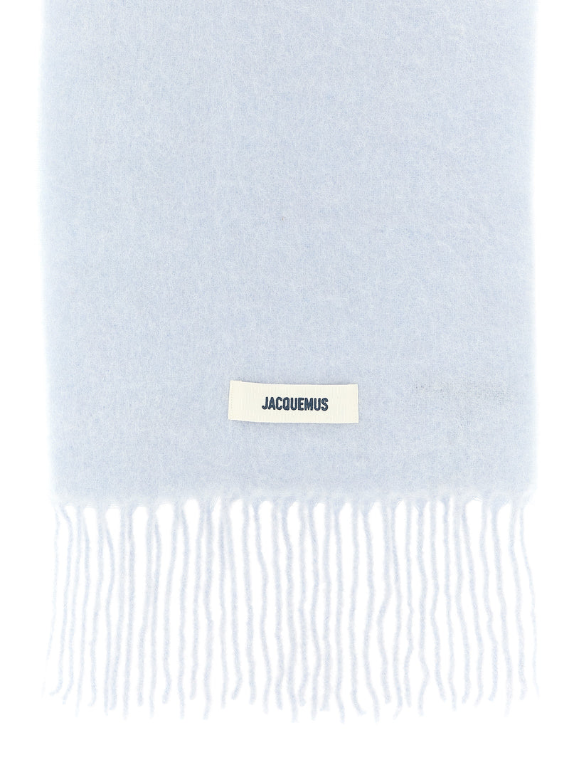 Jacquemus L’Echarpe Carro Blue Alpaca Leather Scarf