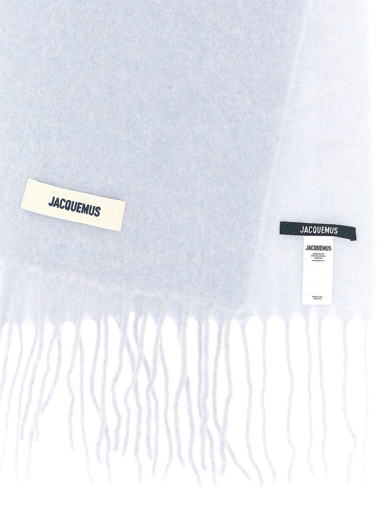 Jacquemus L’Echarpe Carro Blue Alpaca Leather Scarf