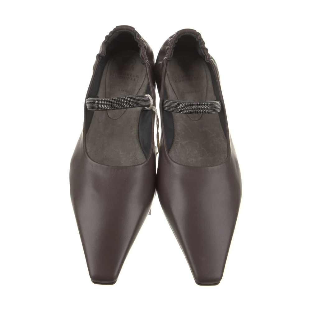 Brunello Cucinelli Brown Leather Ballet Flats for Women