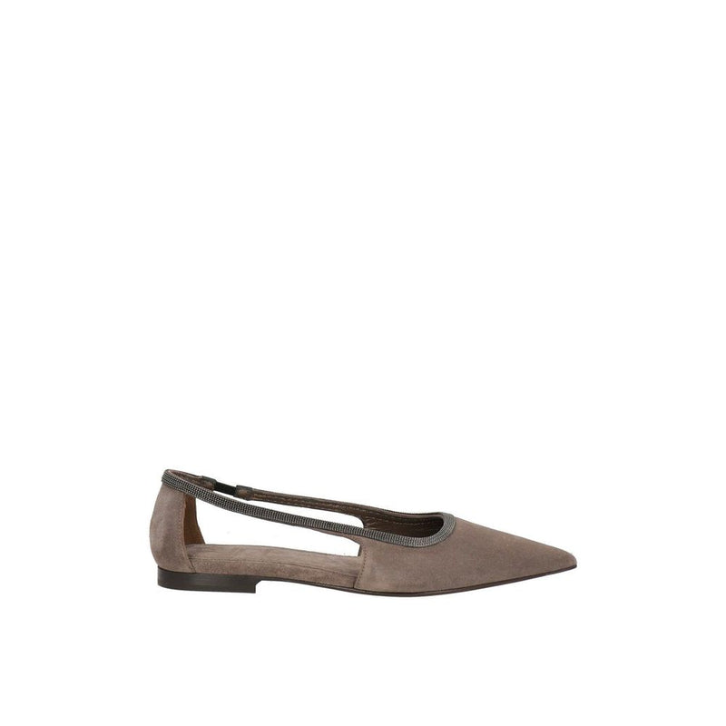 Brunello Cucinelli Gray Leather Flats for Women
